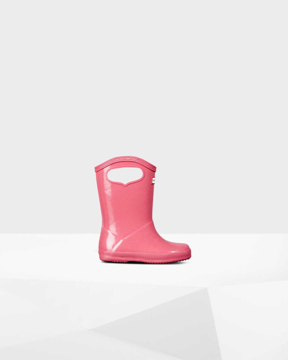 Kids Hunter Original First Classic Grab Handle Gloss Rain Boots Pink | JKMFAR-564